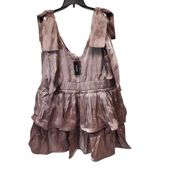 City Chic Betty Bow Tiered Party Dress Pink Champagne Women’s XL / 22 NWT - Picture 6 of 12